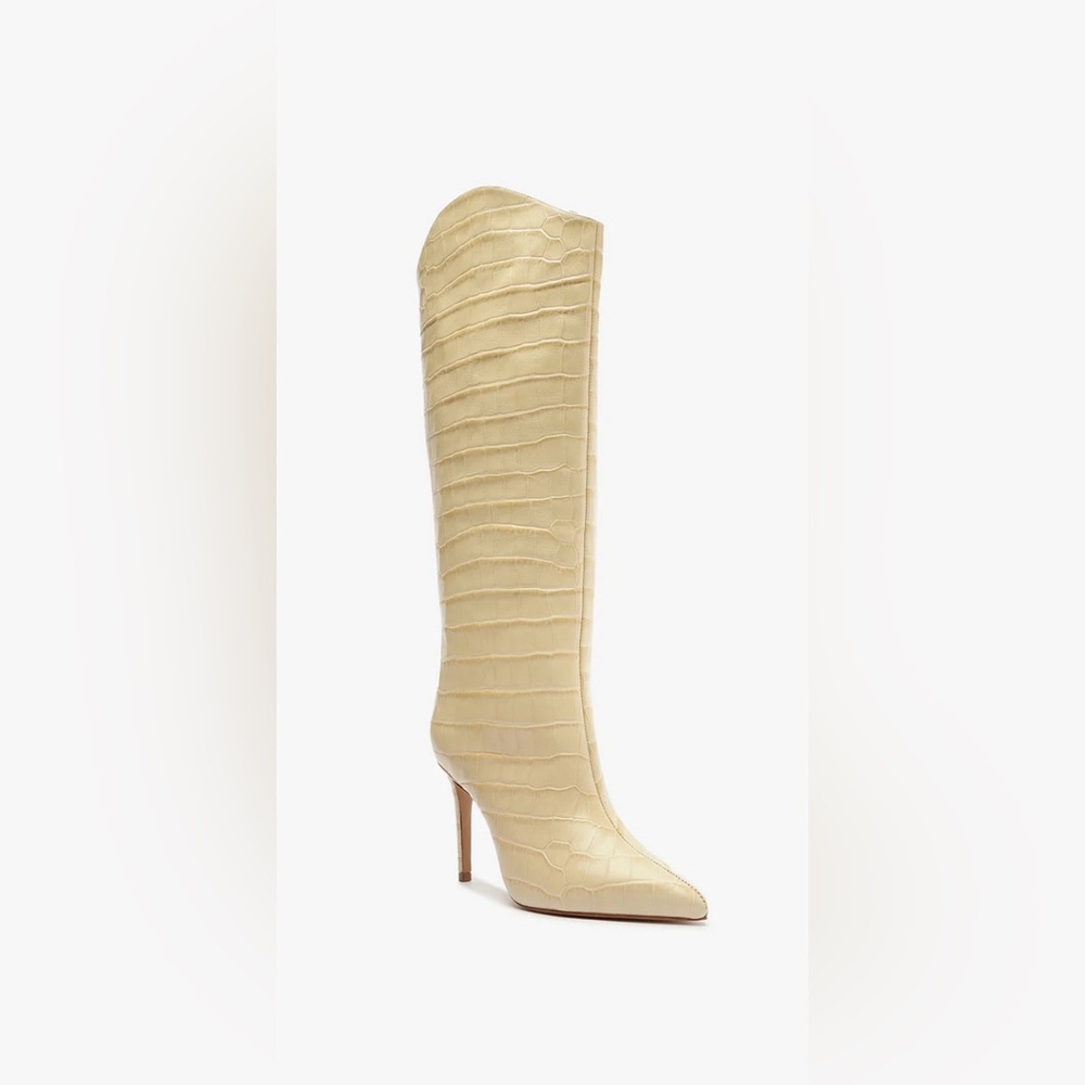 Schutz Maryana Crocodile Nude Boots - 8